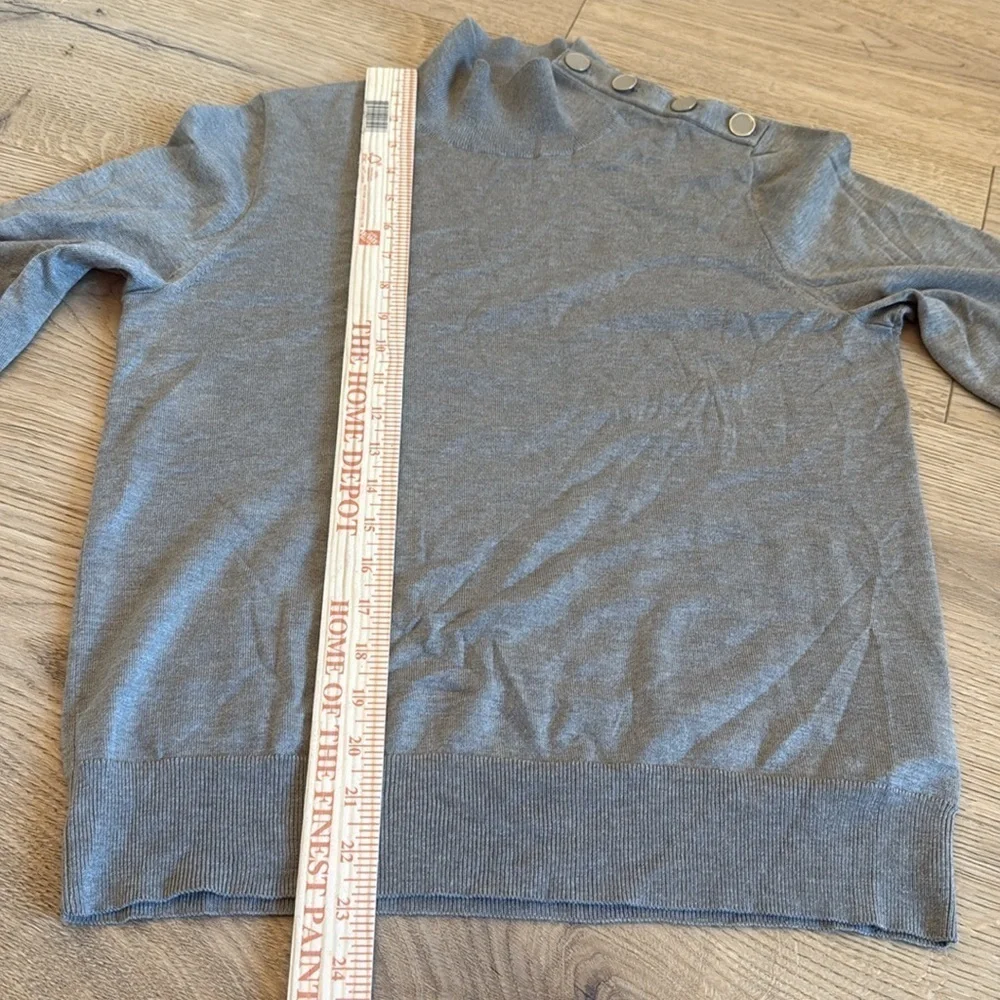 J.Crew Silk Blend Mock Neck Sweater Gray Small Shoulder Buttons